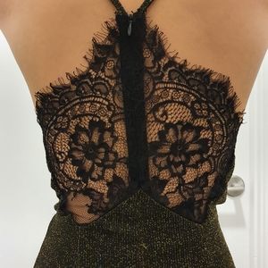 JOA gold-dark green bodycon dress XS NWOT